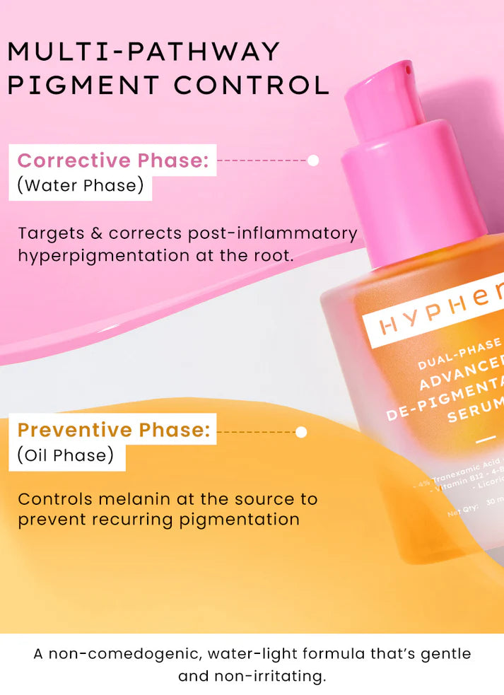 Dual phase de-pigmentation serum