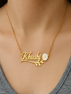 White Flower Name Necklace