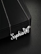 Name Butterfly Pendant Necklace