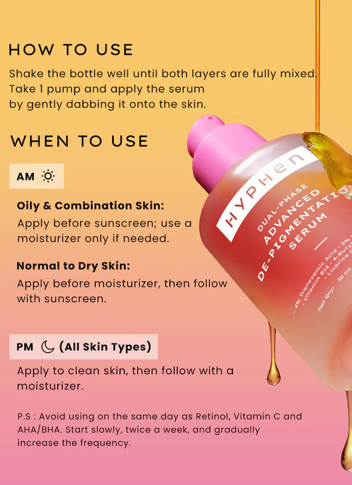Dual phase de-pigmentation serum